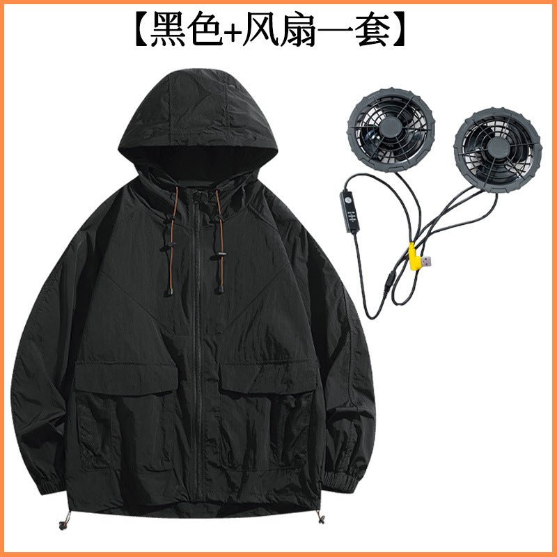 智能防暑降温空调服男大风力带风扇防晒衣户外工地建筑制冷皮肤衣