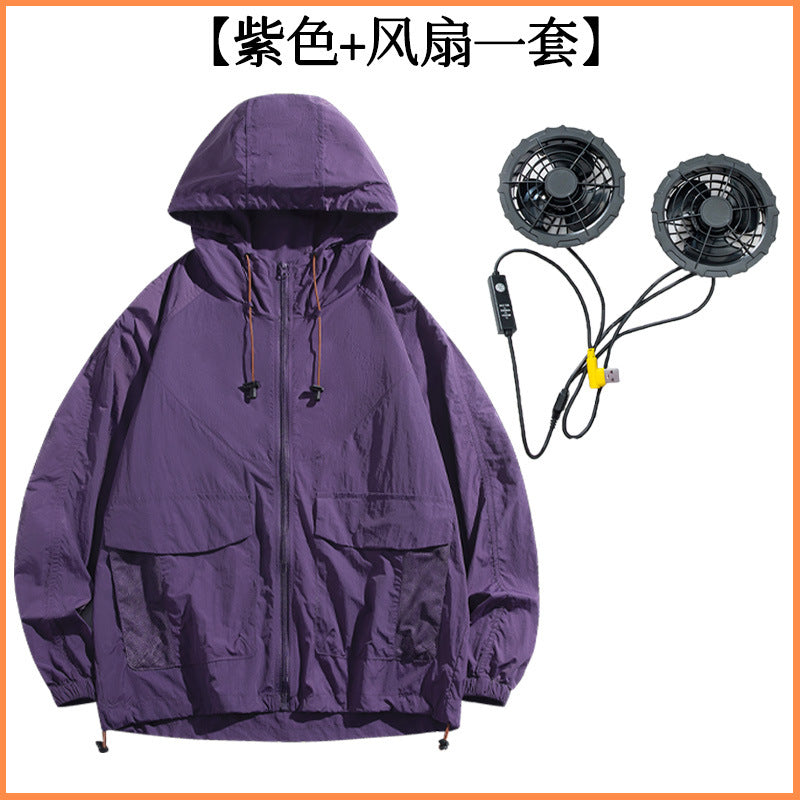 智能防暑降温空调服男大风力带风扇防晒衣户外工地建筑制冷皮肤衣
